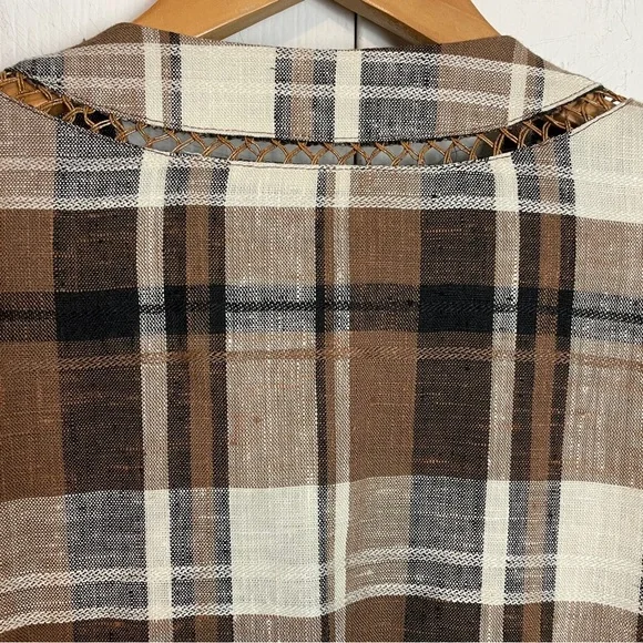 Linen Blend Plaid Jacket - Picture 4 of 14